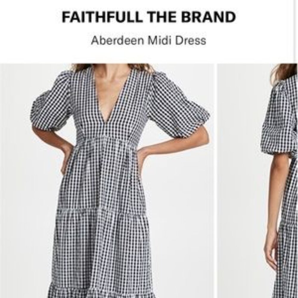 Faithfull the Brand Black and White Gingham Midi Dress